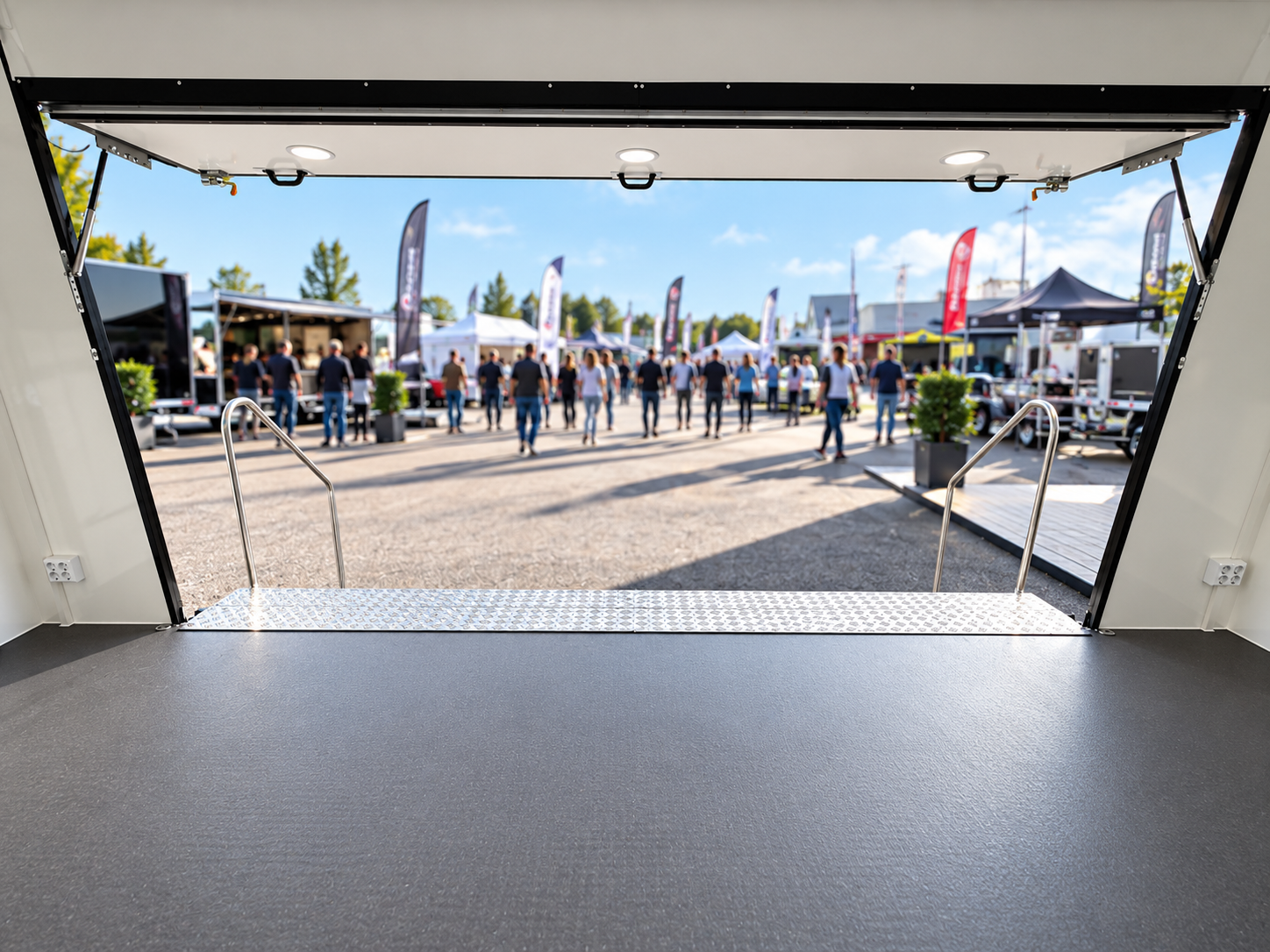 RESPO T222 SHOWROOM – černý reklamní a výstavní přívěs